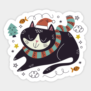 Meowy Christmas Cat Sticker